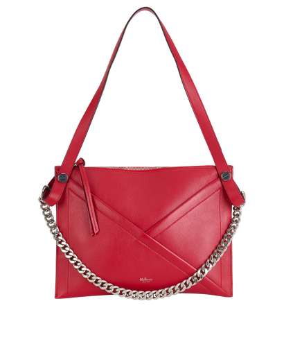 M Zipped Shoulder Bag, £250, Handbags, Red, Leather, Front view